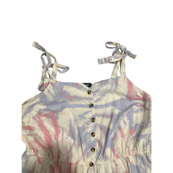 Modcloth Multicolor Tie Dye Floral Linen Blend Overalls 3X Boho Festival Wear - Picture 2 of 12